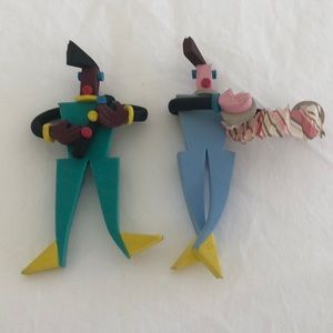 Vintage Lino Clown Brooch Two Clowns 🤡